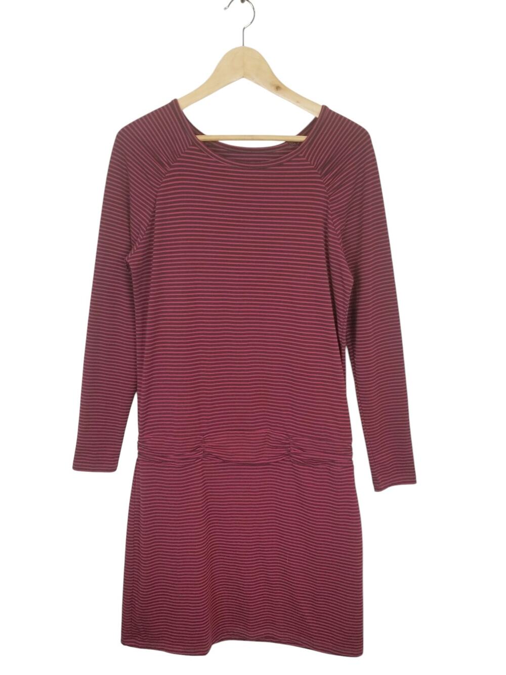 Carve Designs Jersey Knit Drop Waist Striped Long Sleeve Dress Burgundy Medium